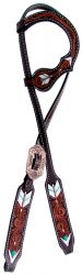 Showman Argentina cow leather single ear headstall with hand painted arrow design